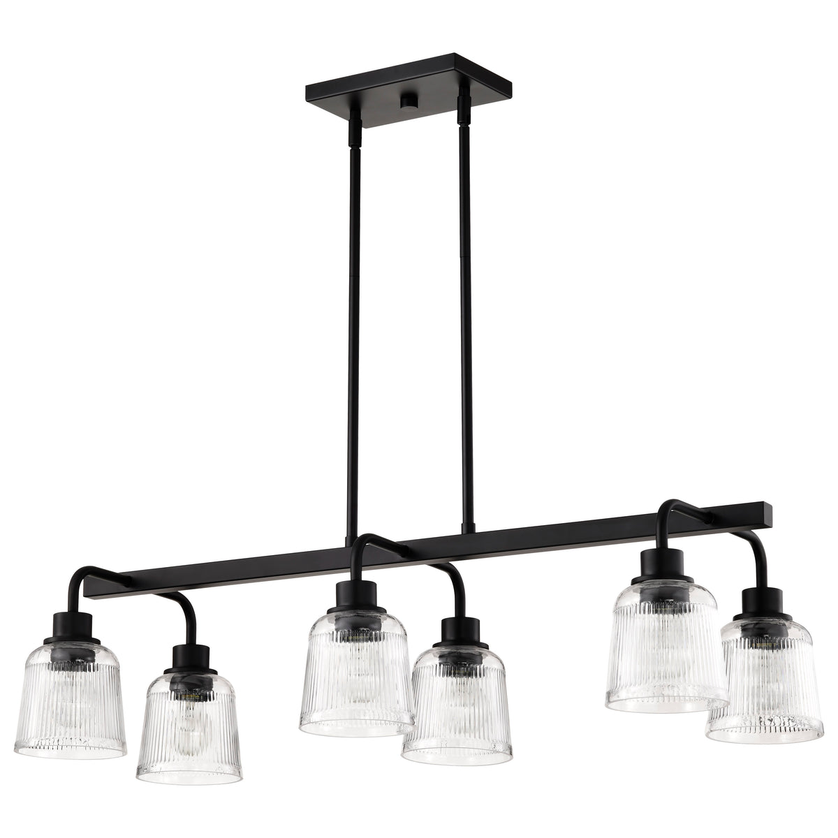 Nuvo 60-8610 Grayson, 6 Light Island Pendant, Matte Black Finish