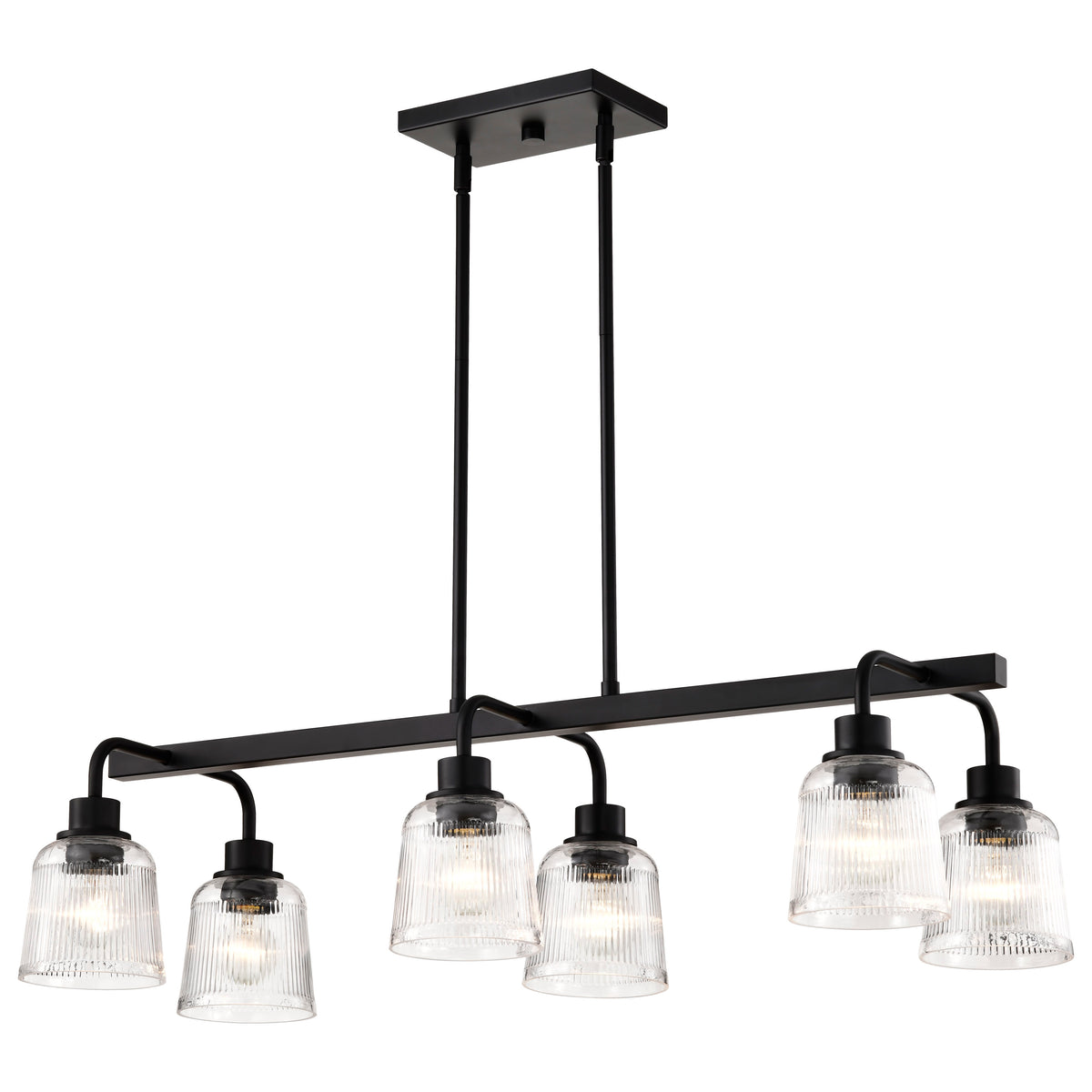 Nuvo 60-8610 Grayson, 6 Light Island Pendant, Matte Black Finish