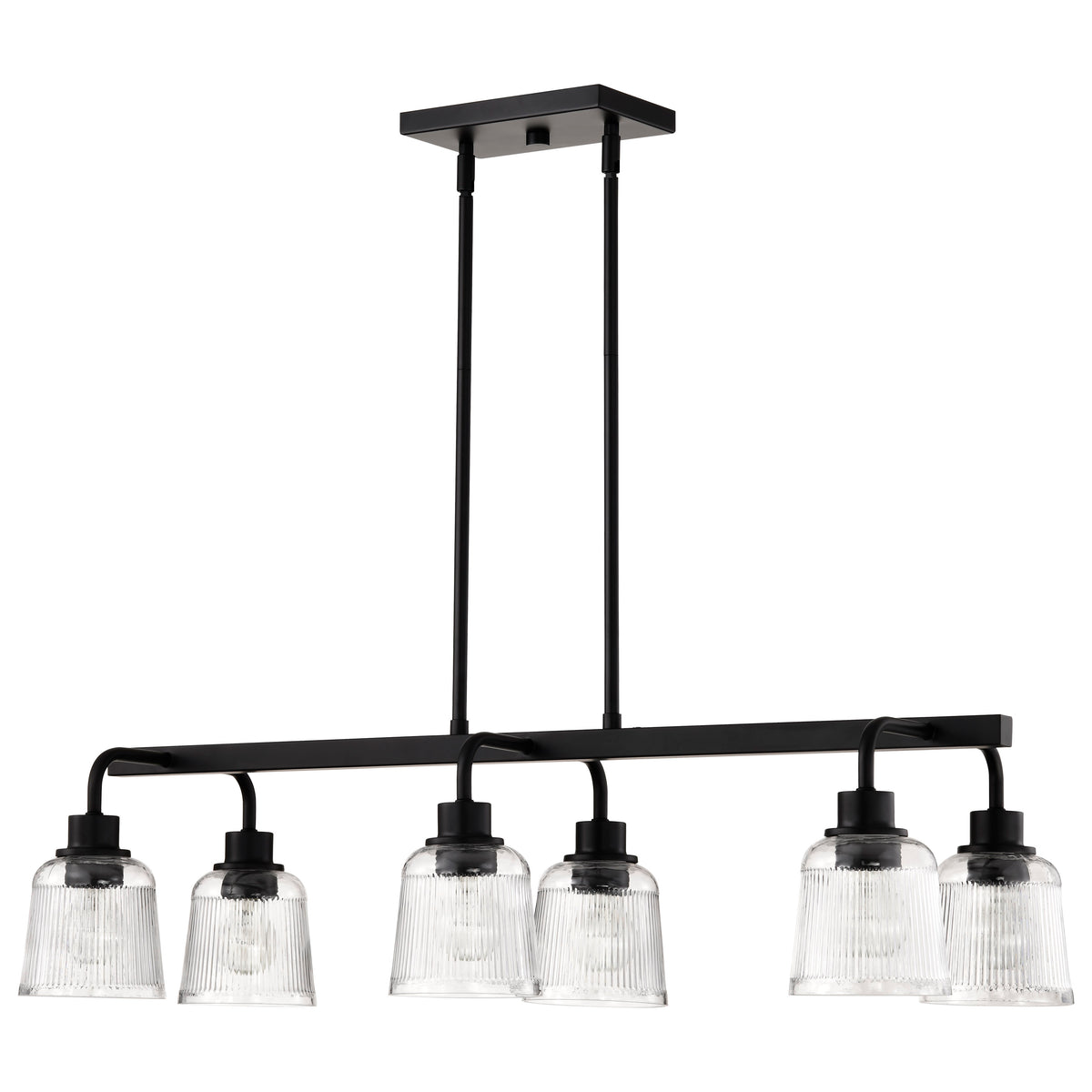 Nuvo 60-8610 Grayson, 6 Light Island Pendant, Matte Black Finish
