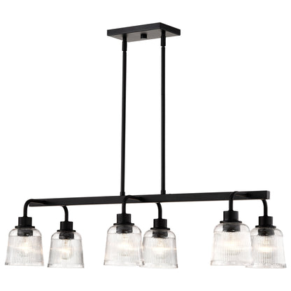 Nuvo 60-8610 Grayson, 6 Light Island Pendant, Matte Black Finish