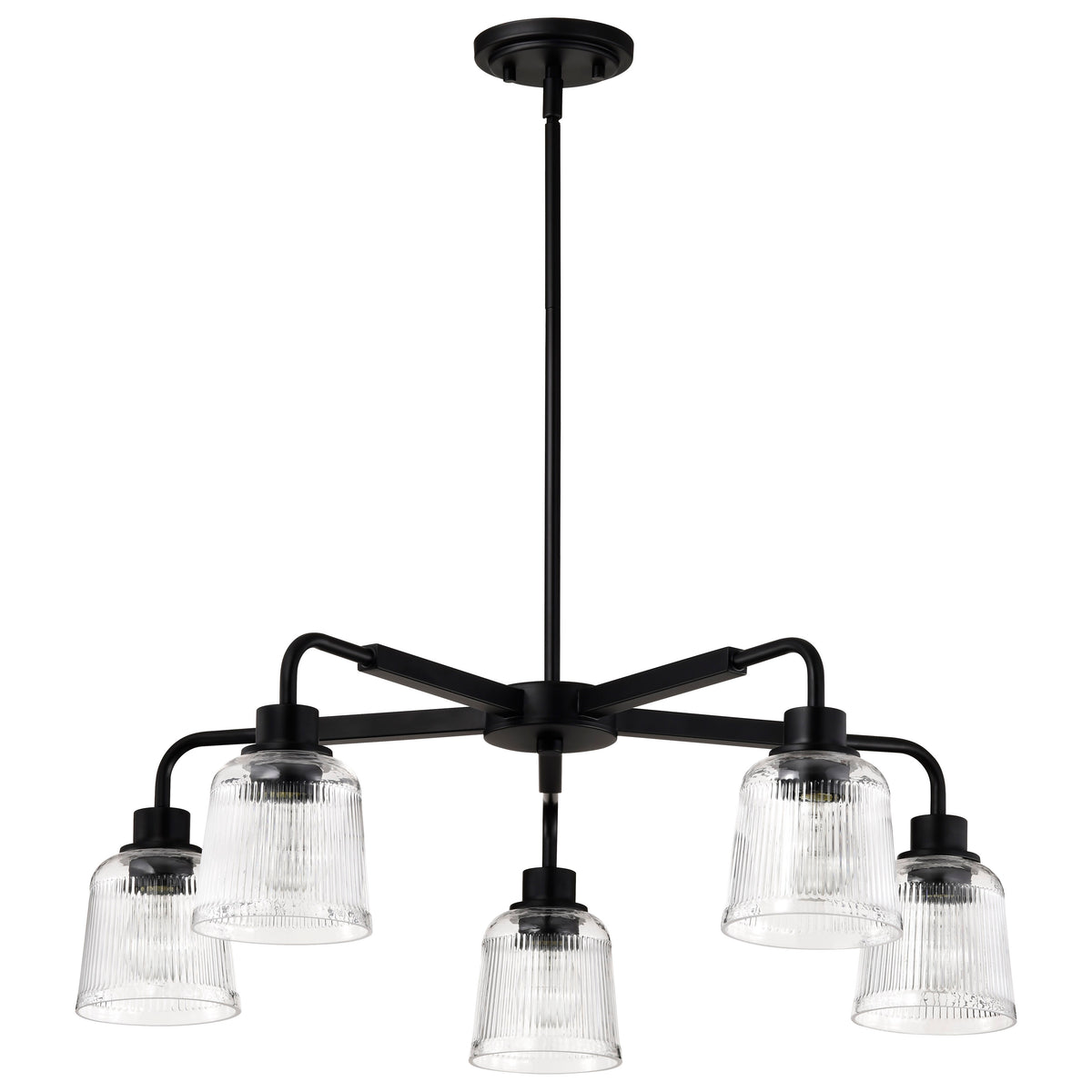 Nuvo 60-8611 Grayson, 5 Light Chandelier, Matte Black Finish