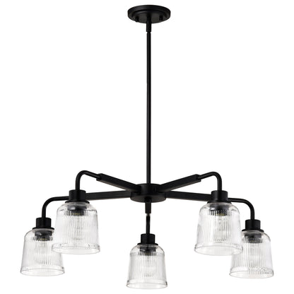 Nuvo 60-8611 Grayson, 5 Light Chandelier, Matte Black Finish