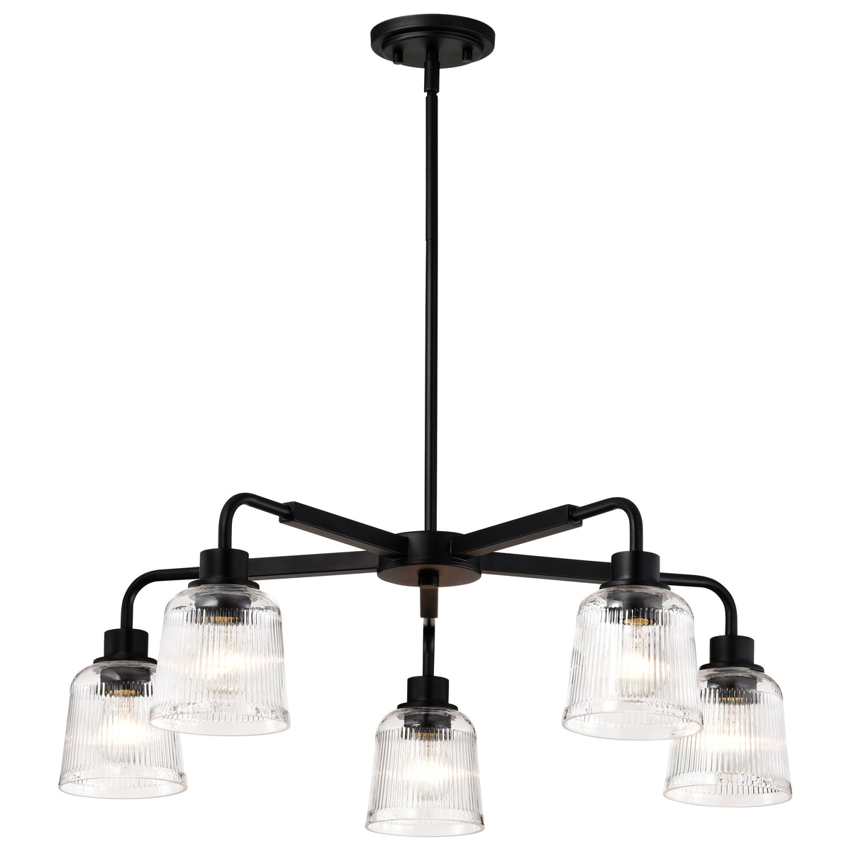 Nuvo 60-8611 Grayson, 5 Light Chandelier, Matte Black Finish