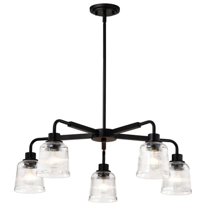 Nuvo 60-8611 Grayson, 5 Light Chandelier, Matte Black Finish