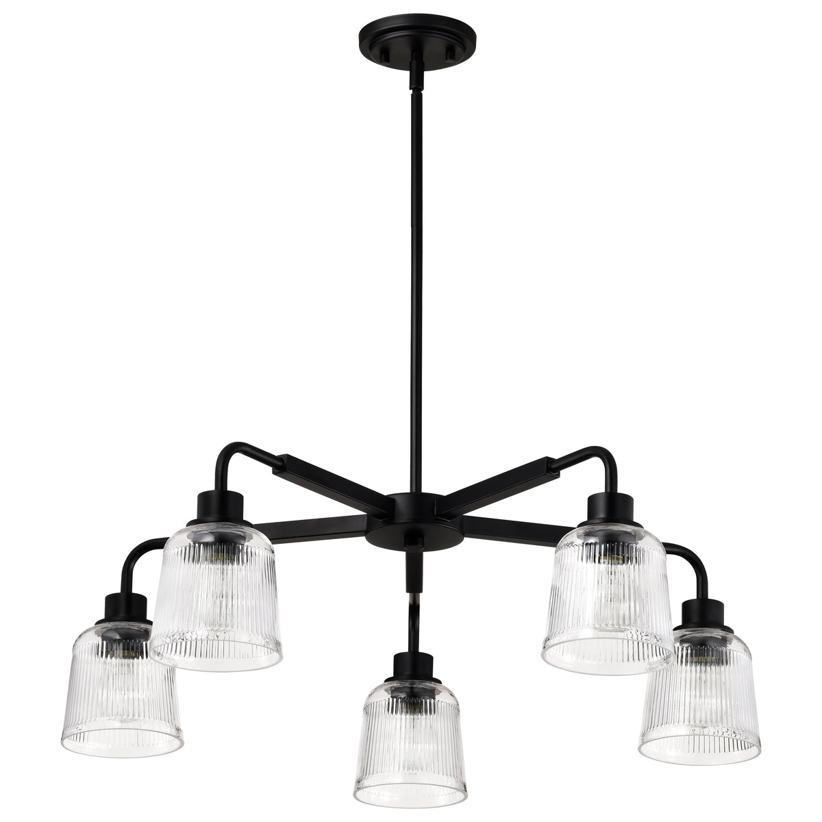 Nuvo 60-8611 Grayson, 5 Light Chandelier, Matte Black Finish