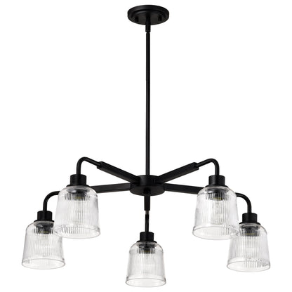 Nuvo 60-8611 Grayson, 5 Light Chandelier, Matte Black Finish