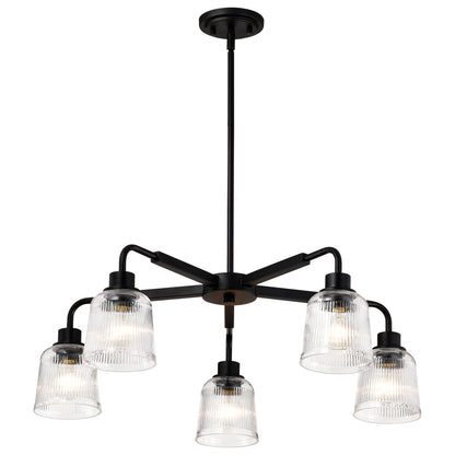 Nuvo 60-8611 Grayson, 5 Light Chandelier, Matte Black Finish