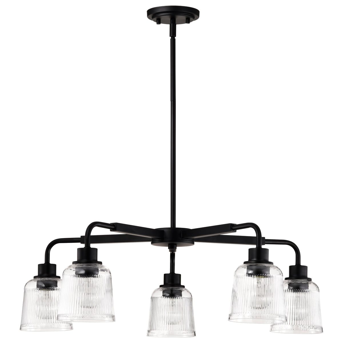 Nuvo 60-8611 Grayson, 5 Light Chandelier, Matte Black Finish