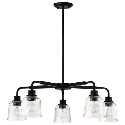 Nuvo 60-8611 Grayson, 5 Light Chandelier, Matte Black Finish