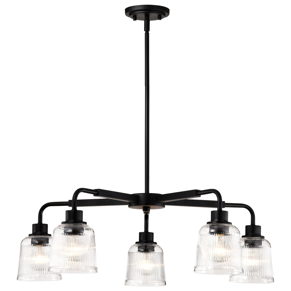 Nuvo 60-8611 Grayson, 5 Light Chandelier, Matte Black Finish