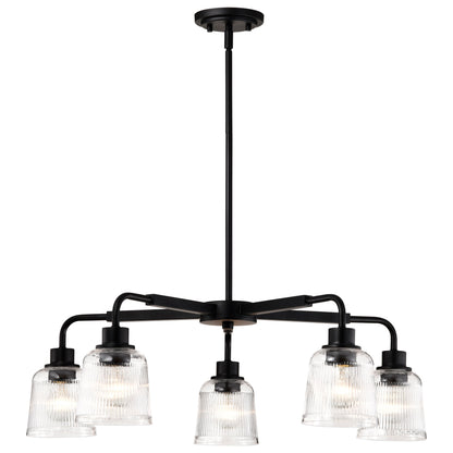 Nuvo 60-8611 Grayson, 5 Light Chandelier, Matte Black Finish