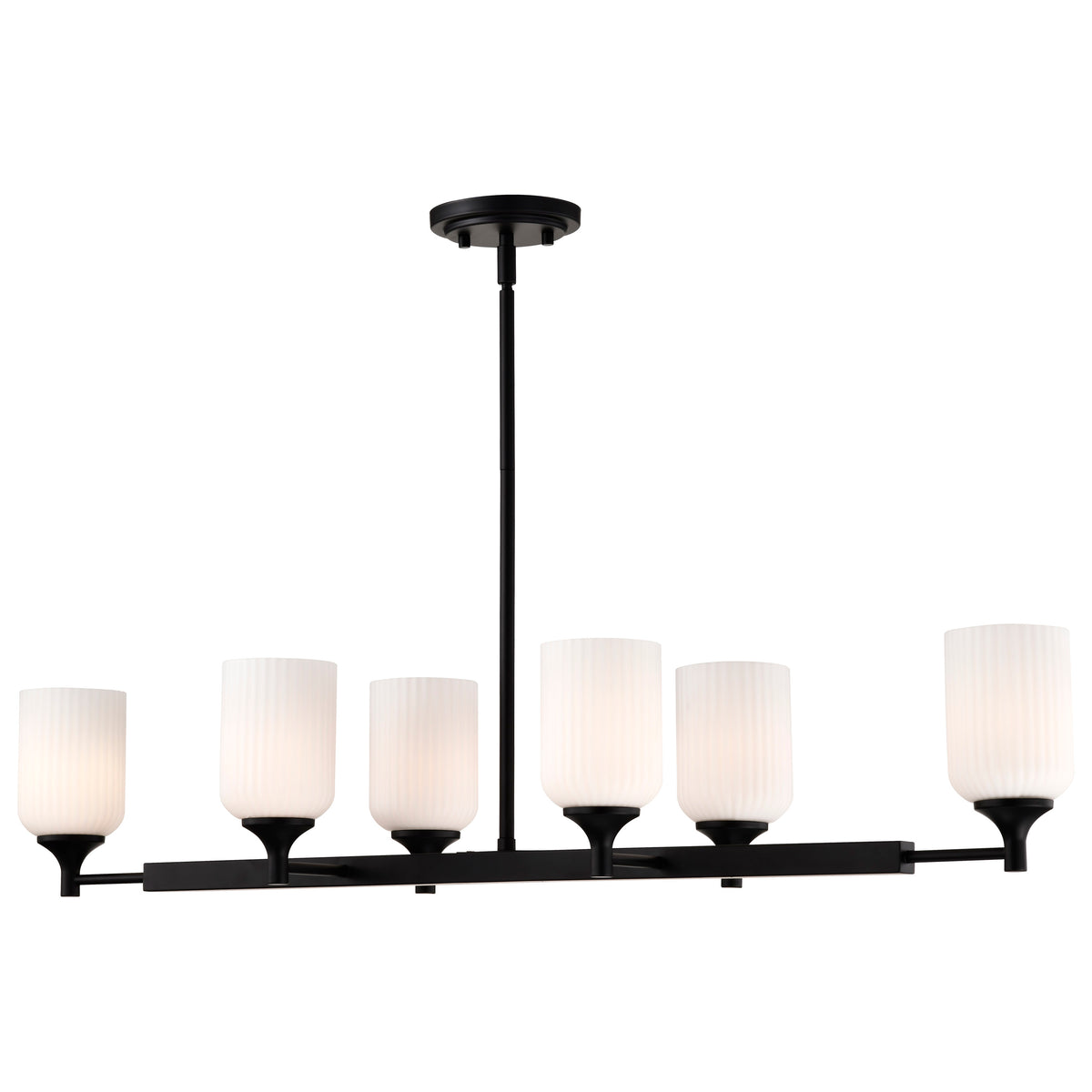 Nuvo 60-8649 Solara, 6 Light Island Pendant, Matte Black Finish