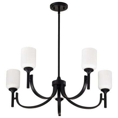Nuvo 60-8650 Solara, 5 Light Chandelier, Matte Black Finish