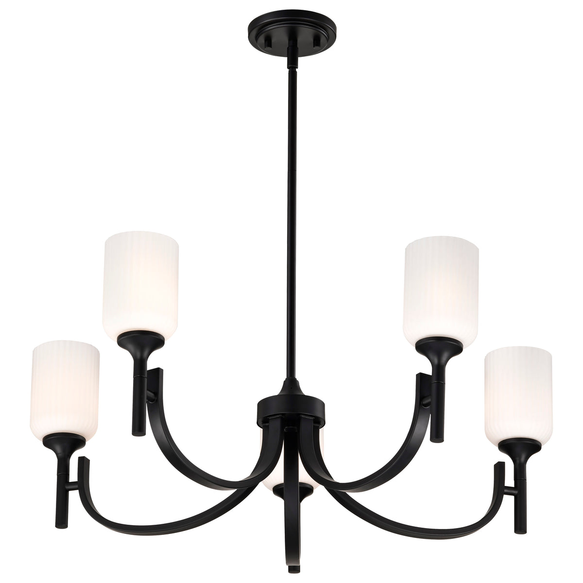 Nuvo 60-8650 Solara, 5 Light Chandelier, Matte Black Finish