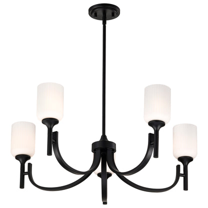Nuvo 60-8650 Solara, 5 Light Chandelier, Matte Black Finish