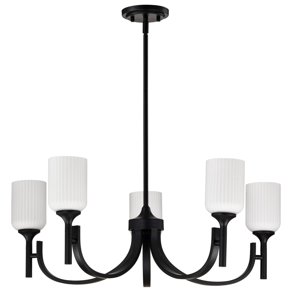 Nuvo 60-8650 Solara, 5 Light Chandelier, Matte Black Finish