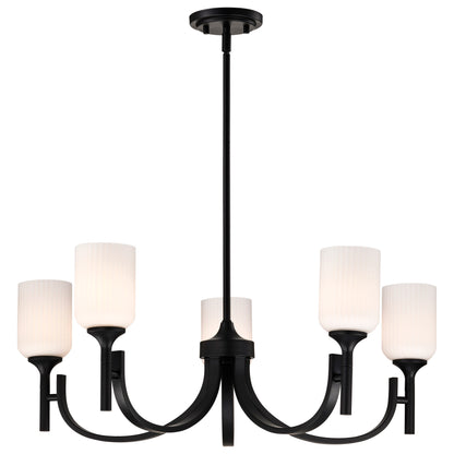 Nuvo 60-8650 Solara, 5 Light Chandelier, Matte Black Finish