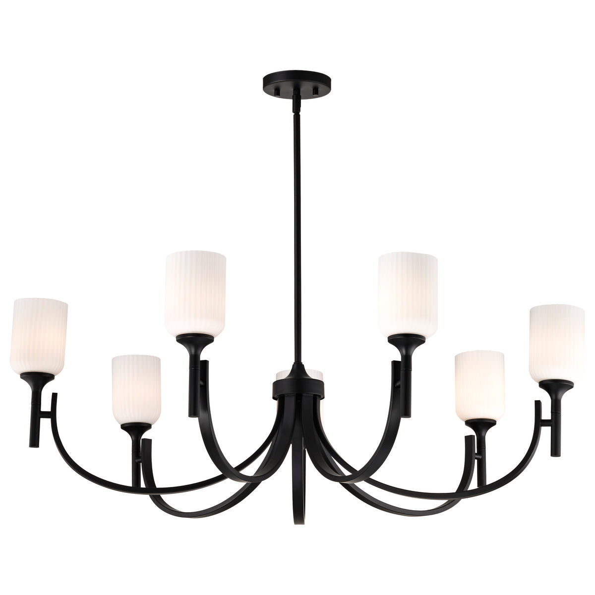 Nuvo 60-8651 Solara, 7 Light Chandelier, Matte Black Finish