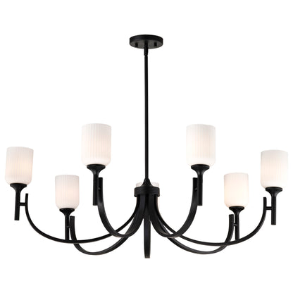 Nuvo 60-8651 Solara, 7 Light Chandelier, Matte Black Finish