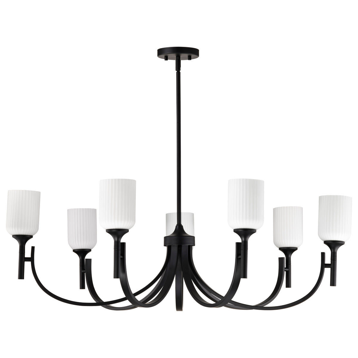 Nuvo 60-8651 Solara, 7 Light Chandelier, Matte Black Finish