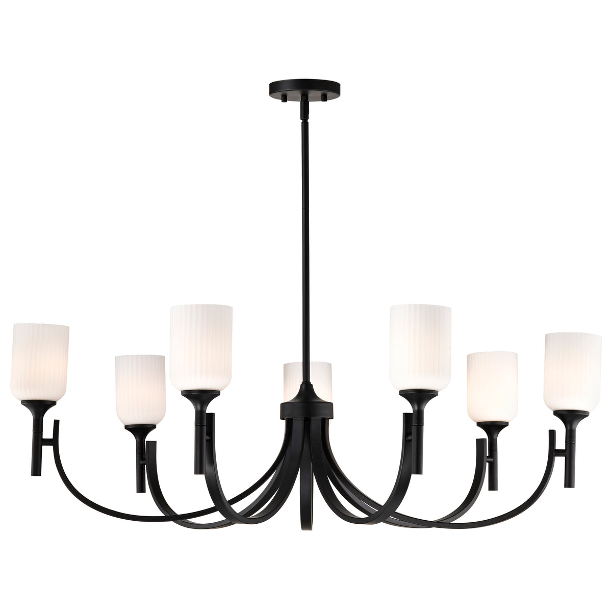 Nuvo 60-8651 Solara, 7 Light Chandelier, Matte Black Finish