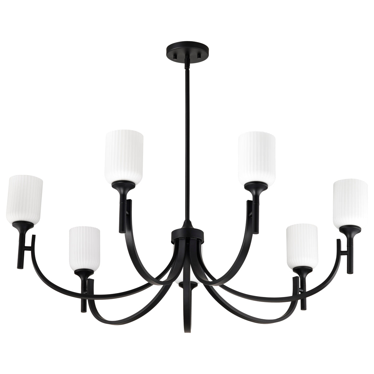 Nuvo 60-8651 Solara, 7 Light Chandelier, Matte Black Finish