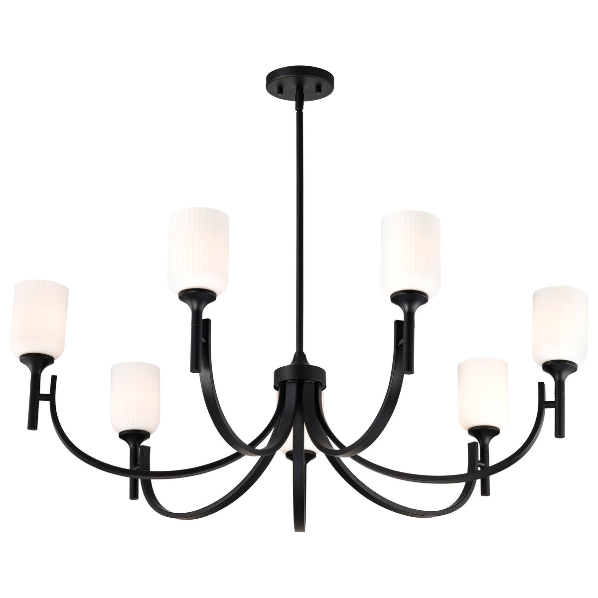 Nuvo 60-8651 Solara, 7 Light Chandelier, Matte Black Finish