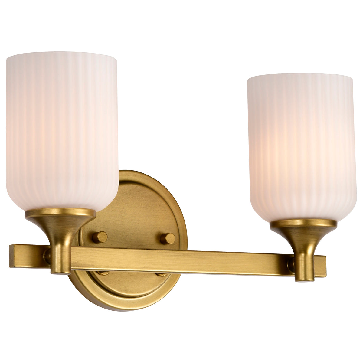 Nuvo 60-8662 Solara, 2 Light Vanity, Natural Brass Finish