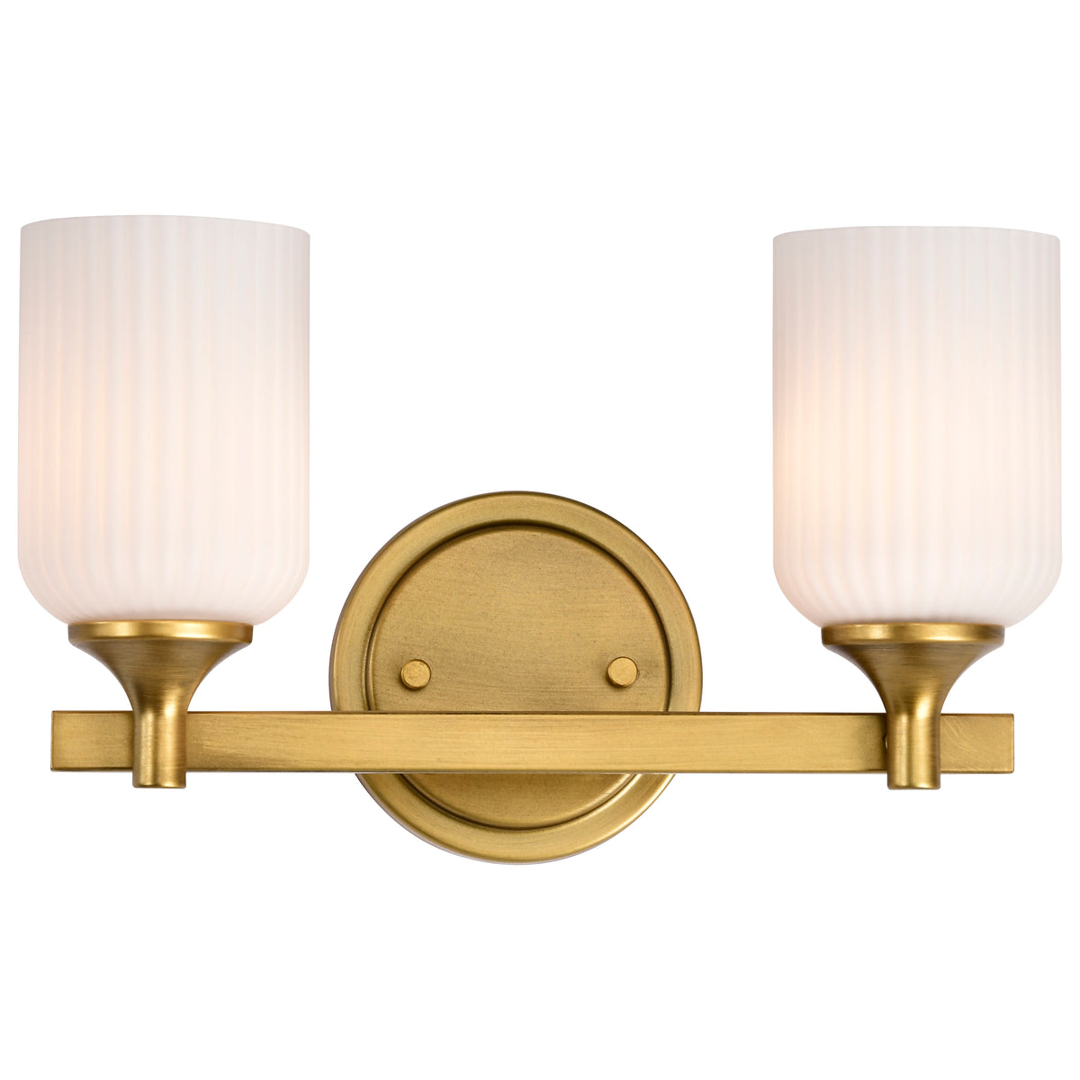 Nuvo 60-8662 Solara, 2 Light Vanity, Natural Brass Finish
