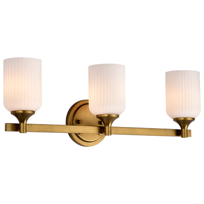 Nuvo 60-8663 Solara, 3 Light Vanity, Natural Brass Finish