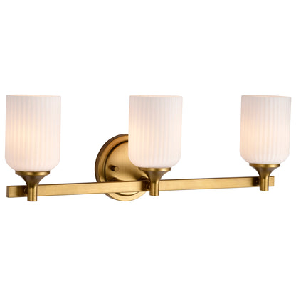 Nuvo 60-8663 Solara, 3 Light Vanity, Natural Brass Finish