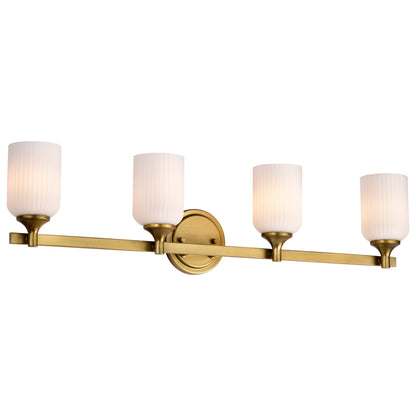 Nuvo 60-8664 Solara, 4 Light Vanity, Natural Brass Finish