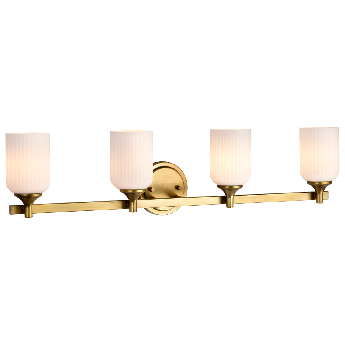 Nuvo 60-8664 Solara, 4 Light Vanity, Natural Brass Finish