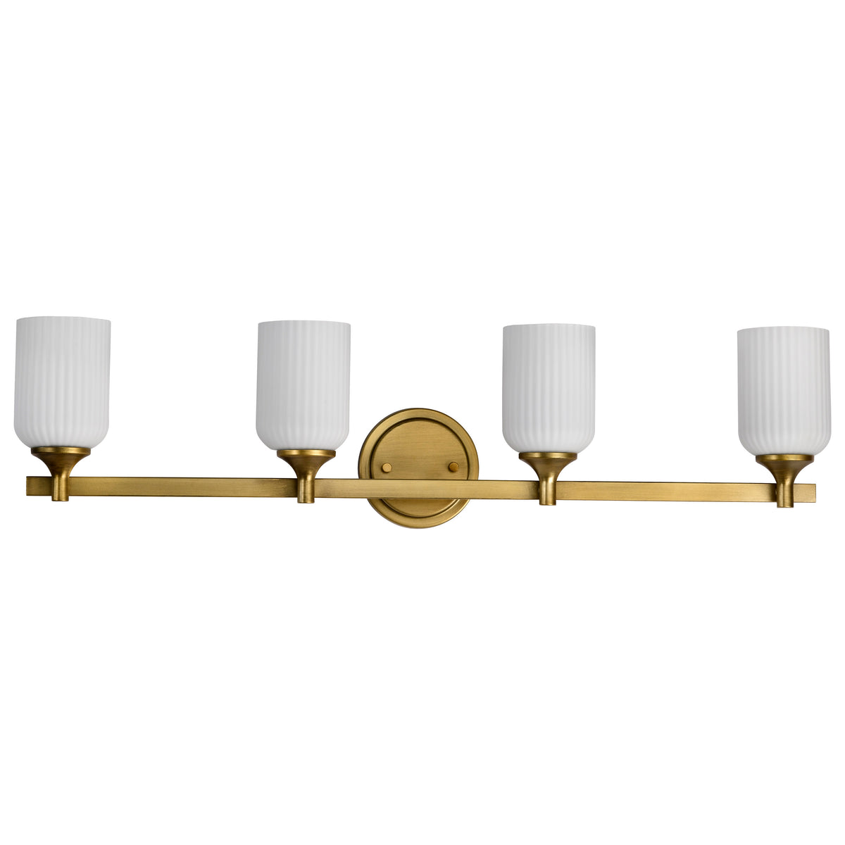 Nuvo 60-8664 Solara, 4 Light Vanity, Natural Brass Finish