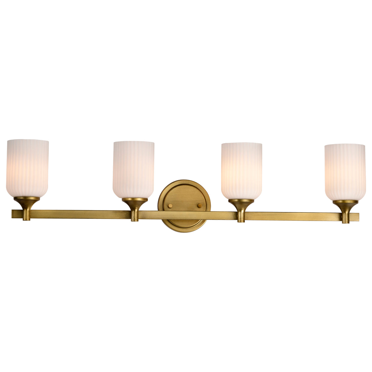 Nuvo 60-8664 Solara, 4 Light Vanity, Natural Brass Finish