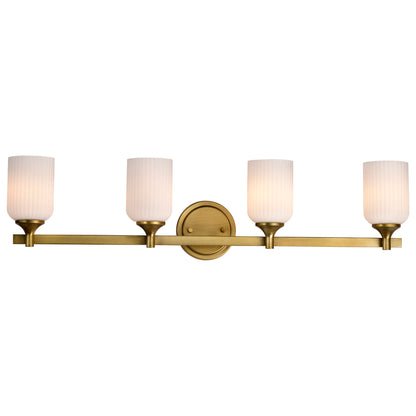 Nuvo 60-8664 Solara, 4 Light Vanity, Natural Brass Finish