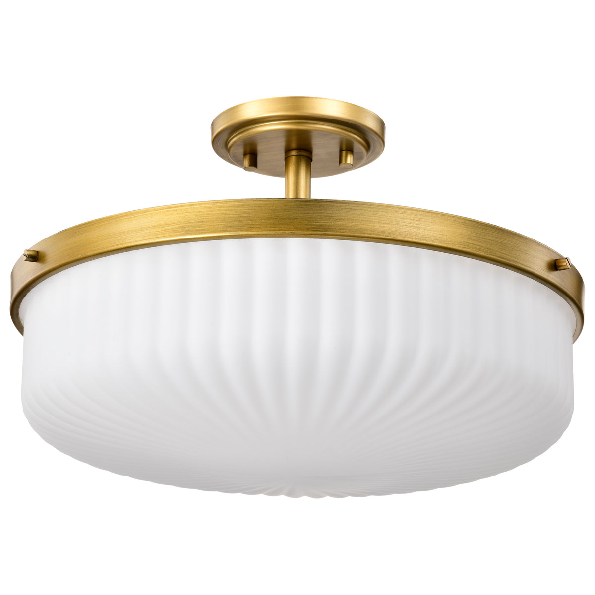 Nuvo 60-8667 Solara, Semi Flush Mount, Natural Brass Finish
