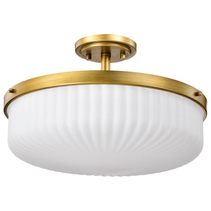 Nuvo 60-8667 Solara, Semi Flush Mount, Natural Brass Finish