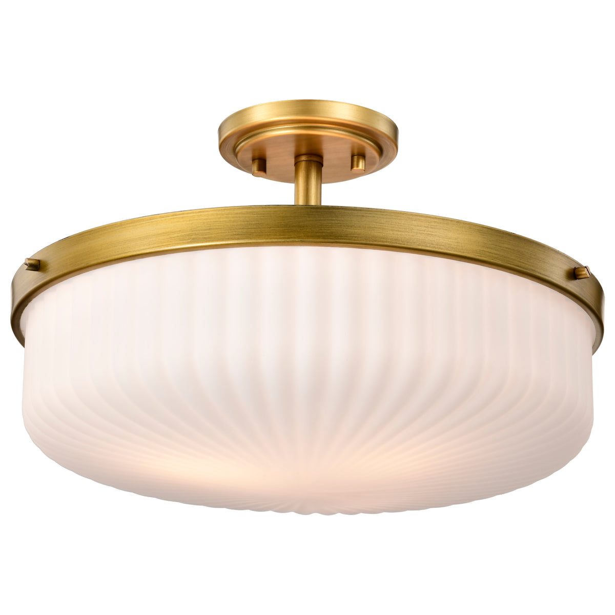 Nuvo 60-8667 Solara, Semi Flush Mount, Natural Brass Finish