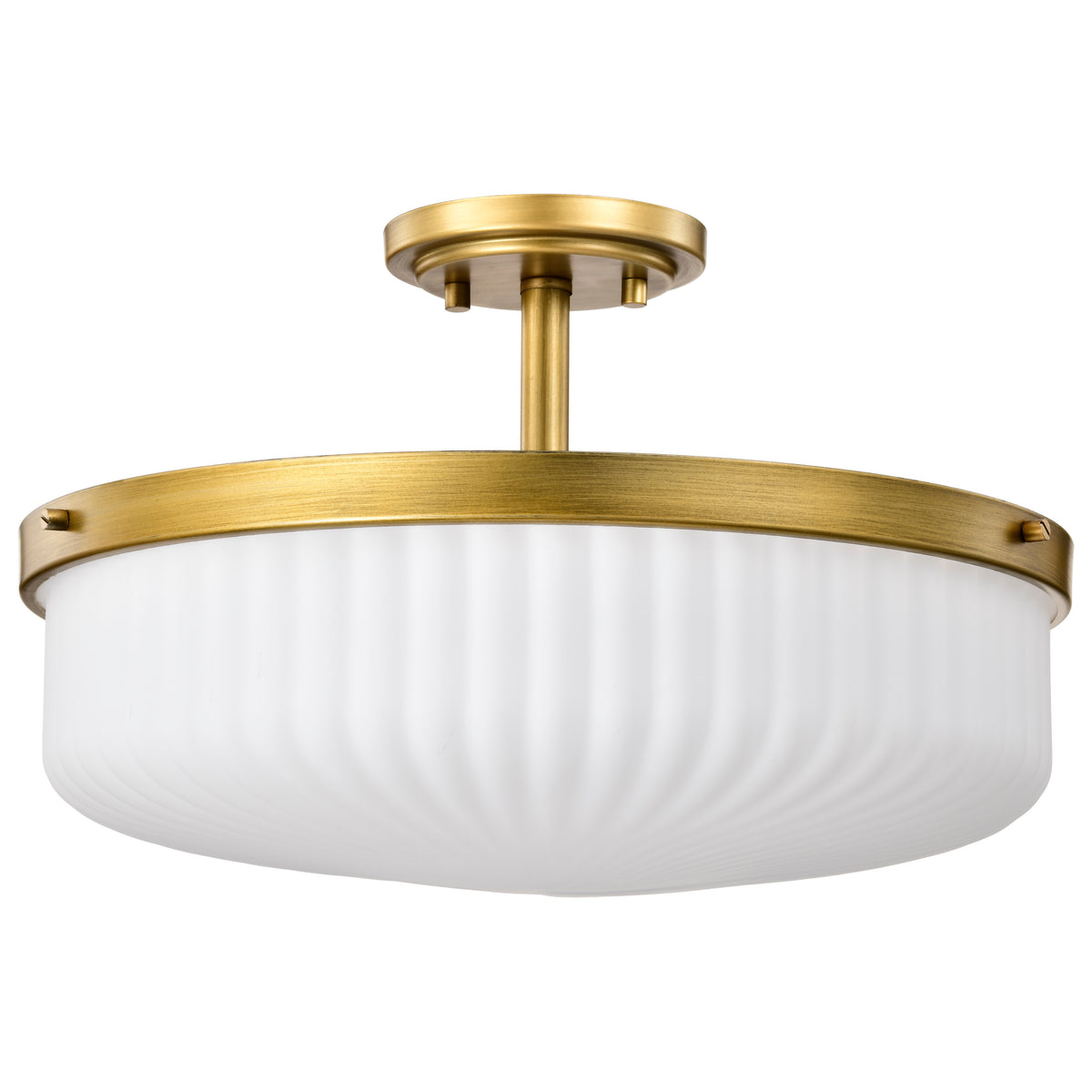 Nuvo 60-8667 Solara, Semi Flush Mount, Natural Brass Finish
