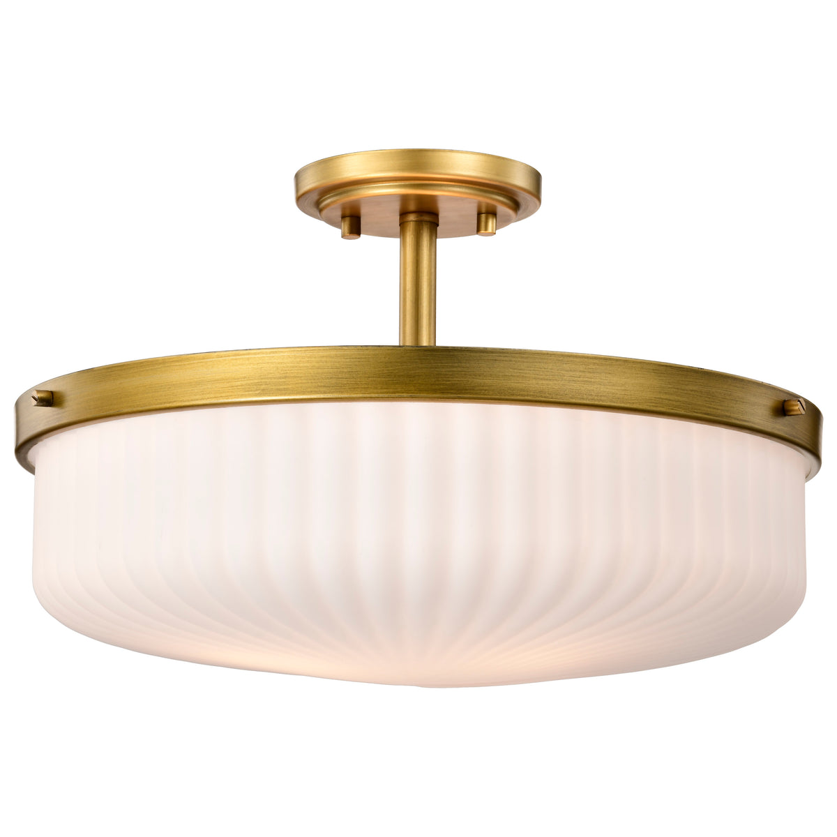 Nuvo 60-8667 Solara, Semi Flush Mount, Natural Brass Finish