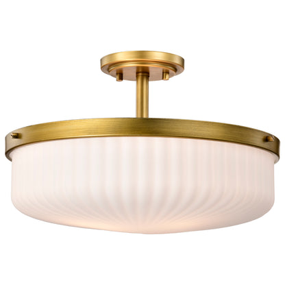 Nuvo 60-8667 Solara, Semi Flush Mount, Natural Brass Finish