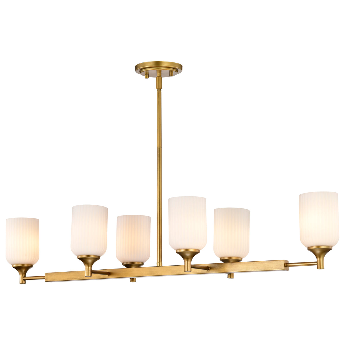 Nuvo 60-8669 Solara, 6 Light Island Pendant, Natural Brass Finish