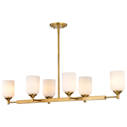 Nuvo 60-8669 Solara, 6 Light Island Pendant, Natural Brass Finish