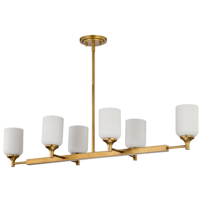Nuvo 60-8669 Solara, 6 Light Island Pendant, Natural Brass Finish