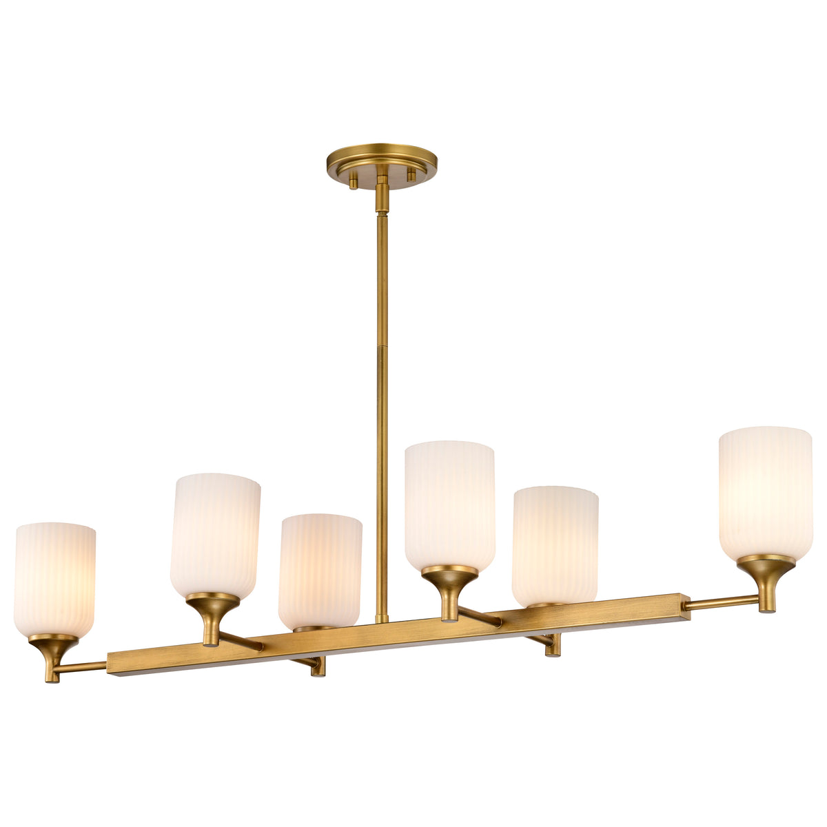 Nuvo 60-8669 Solara, 6 Light Island Pendant, Natural Brass Finish