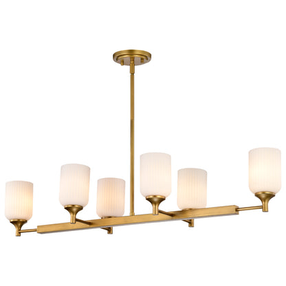 Nuvo 60-8669 Solara, 6 Light Island Pendant, Natural Brass Finish
