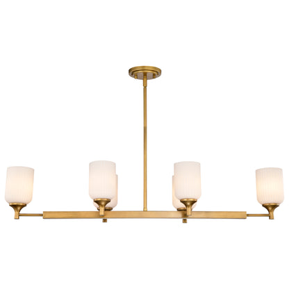 Nuvo 60-8669 Solara, 6 Light Island Pendant, Natural Brass Finish