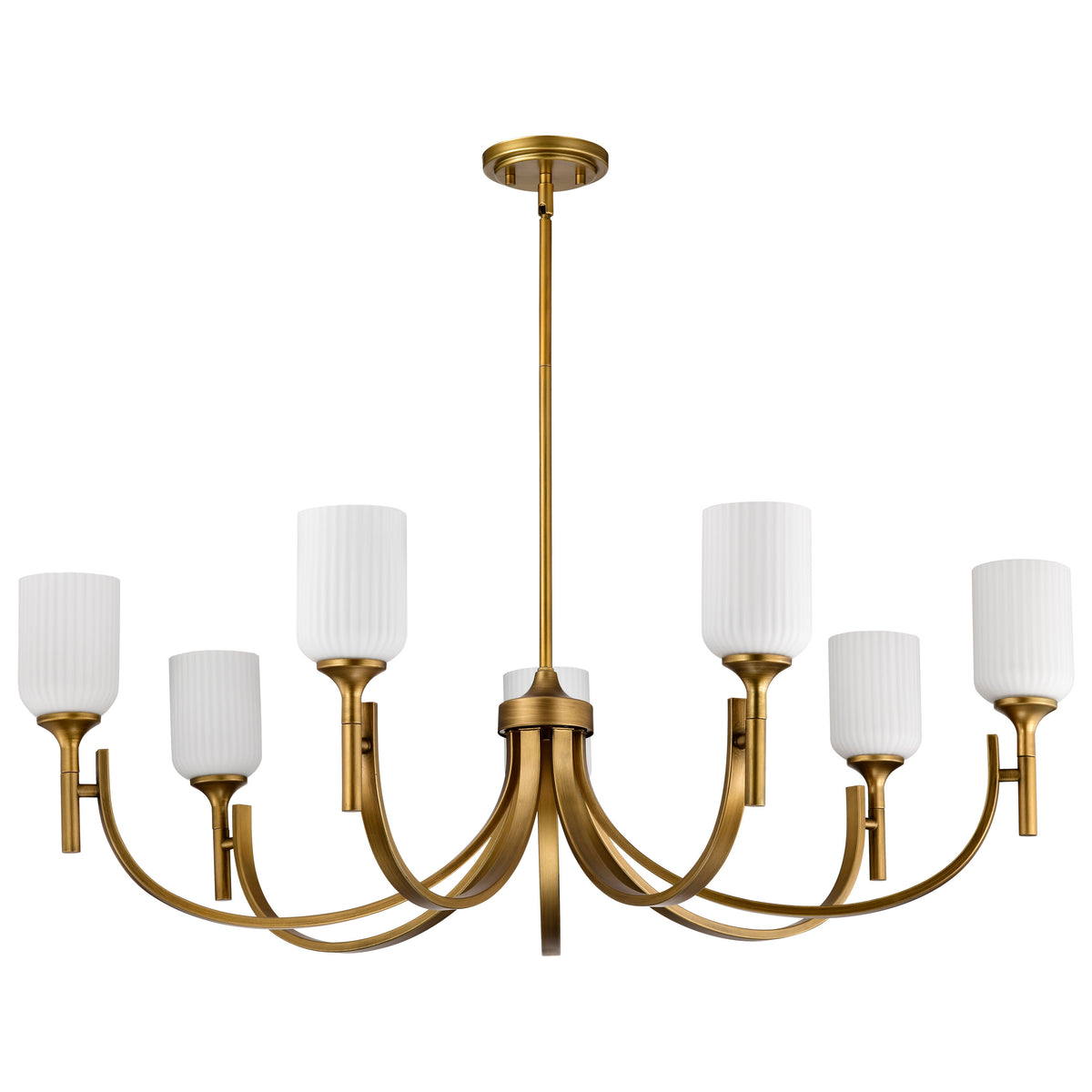 Nuvo 60-8671 Solara, 7 Light Chandelier, Natural Brass Finish