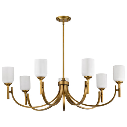 Nuvo 60-8671 Solara, 7 Light Chandelier, Natural Brass Finish